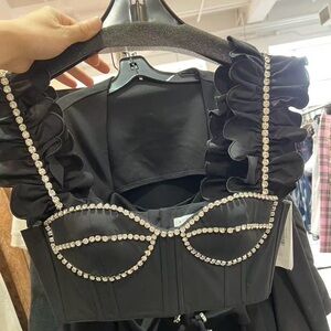 AREA
Embellished cotton bustier top